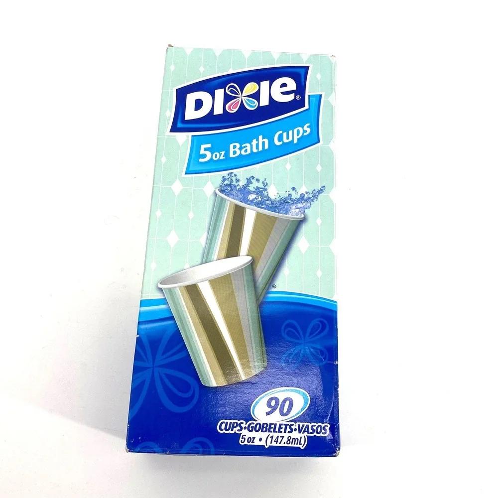 Dixie 5oz Disposable Bath Paper Cups 90 Count Mid Century Blue Brown Stripes